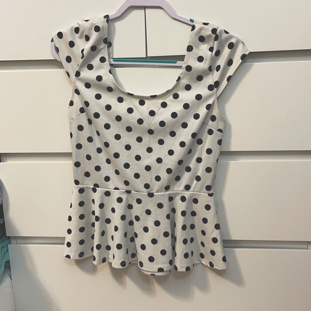 Charlotte Russe - Polka Dot Peplum Shirt